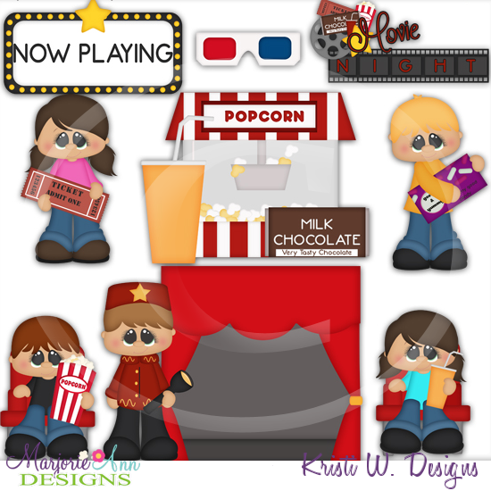 Movie Night SVG Cutting Files Includes Clipart - Click Image to Close